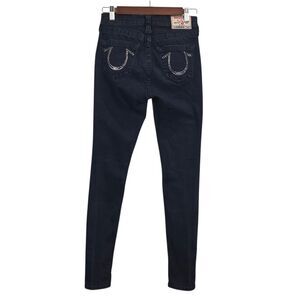 True Religion Skinny‎ Jeans 27 Mid Rise Dark Wash Stretch Logo Pocket Designer